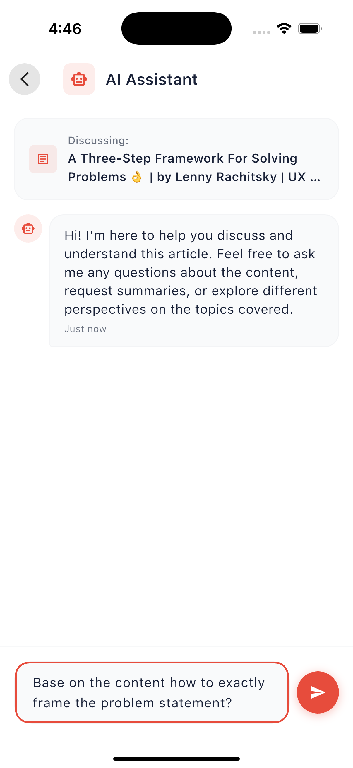 Screenshot of Conversational Reading feature